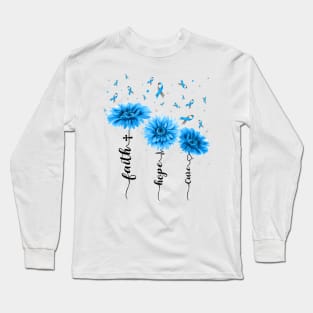 Diabetes awareness Faith Hope Cure Sunflower Type 1 Diabetes Gifts Long Sleeve T-Shirt